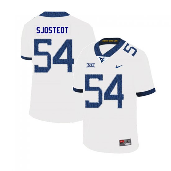 Men's West Virginia Mountaineers NCAA #54 Eric Sjostedt White Authentic Nike 2019 Stitched College Football Jersey OE15O14DM